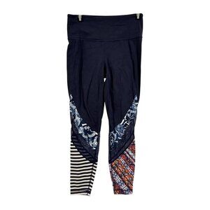 Athleta Salutation Mixed Print Floral Stripe Mesh Leggings Size S